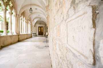 The open hallways of the Dominican Monastery in Dubrovnik, Croatia.