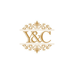 Y&C Initial logo. Ornament gold