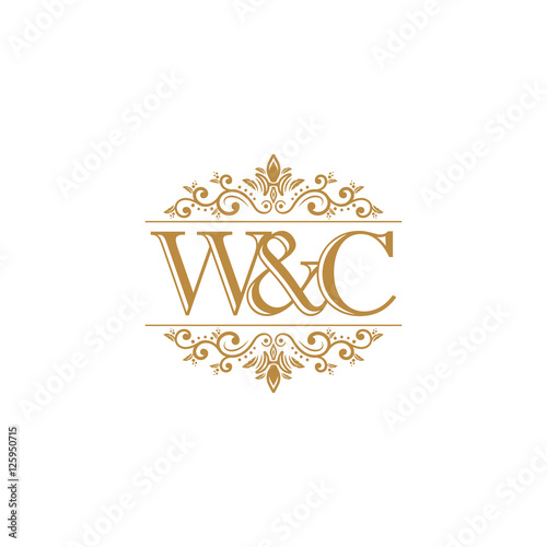"W&C Initial logo. Ornament gold" Stock image and royaltyfree vector