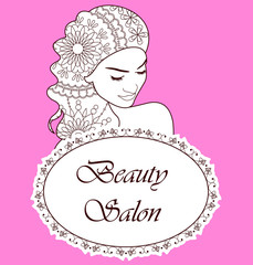 Beauty salon backgrondwith girl painted hair brown