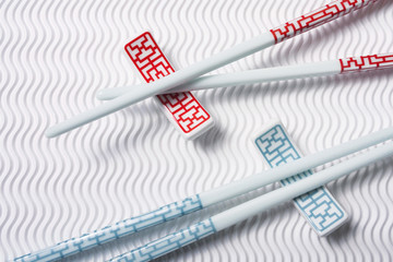 Ceramic chopsticks on White  background