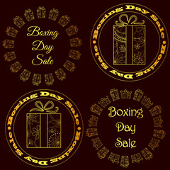 Boxing day sale stamps, tags golden