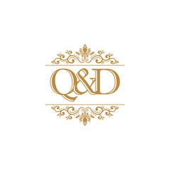 Q&D Initial logo. Ornament gold