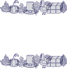 turkey pumpkin leaf hay and hat icon. Thanksgiving and autumn season theme. Silhouette design. Vector illustration