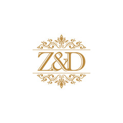 Fototapeta na wymiar Z&D Initial logo. Ornament gold