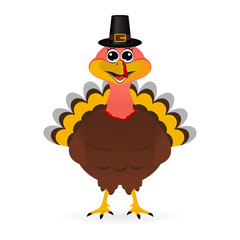 Turkey in hat on Thanksgiving Day