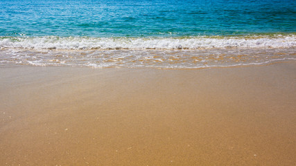 Fototapeta na wymiar Blue Ocean Wave On Sandy Beach. Sand beach and tropical sea