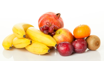 Fresh fruits isolated on a white . Set of different fresh fruits