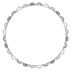 boho circle icon. Bohemic ornament indian and decoration theme. Black and white design. Vector illustration
