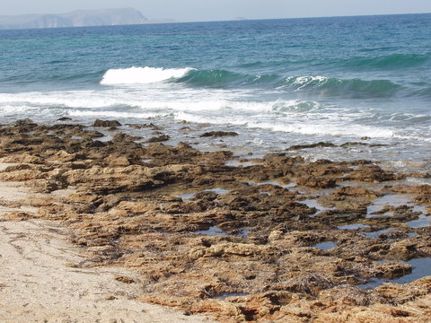 Rocks on the beach in Hersonisos Crete