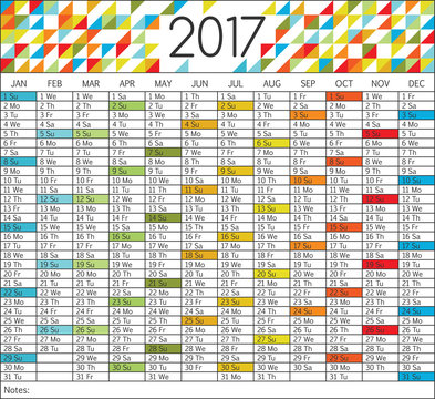 Colorful 2017 calendar