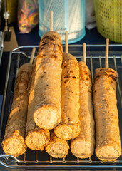 white pork sausage .Pork sausage Vietnamese grill.