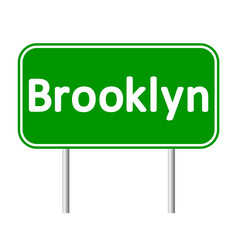 Brooklyn green road sign isolated on white background.