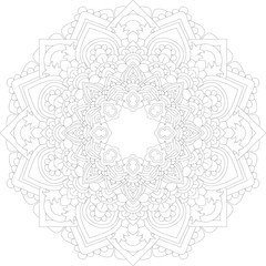  Round element for coloring book. Black and white floral mandala pattern. Vector illustration.