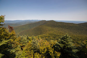 A view of Cornell and Wittenberg mountains from the summit of Slide in Catskill Mountains, NY, USA
