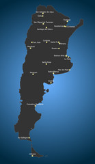 Highly detailed political Argentina map, Main Cities