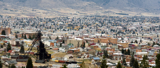 High Angle Overlook Butte Montana Downtown USA United States - obrazy, fototapety, plakaty