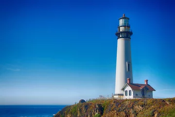 Schilderijen op glas Lighthouse Pigeon Point in Northern California, HDR image © sheilaf2002