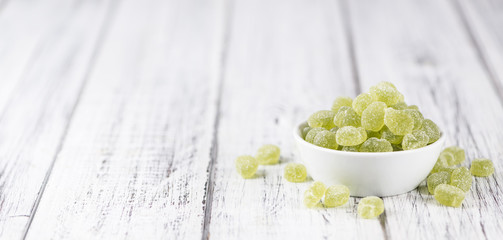 Portion of gummy candy (apple taste)