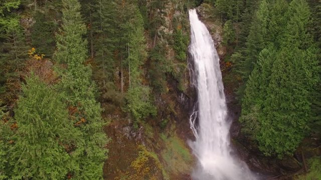 Aerial Shot of Wallace Falls, Washington in The Pacific Northwest