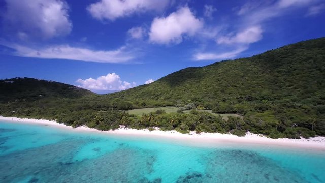 Aerial view of White Bay, Guana Island, British Virgin Islands 