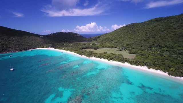 Aerial view of White Bay, Guana Island, British Virgin Islands 