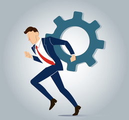 businessman with gear to success concept vector