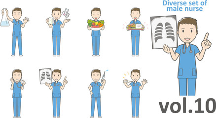 Diverse set of male nurse , EPS10 vector format vol.10