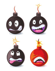 Funny cartoon wicked bombs emoji vector illustration