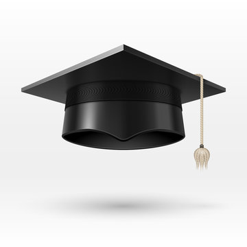 Academic graduation cap, hat. realistic vector illustration