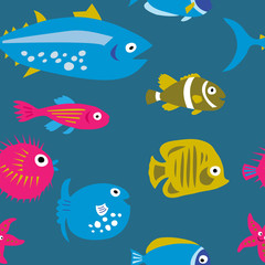 Seamless template with decorative beautiful fish