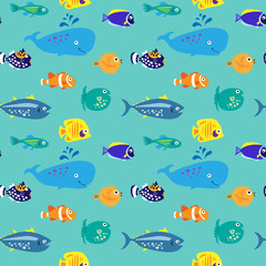 Naklejka na ściany i meble Seamless pattern with decorative beautiful fish