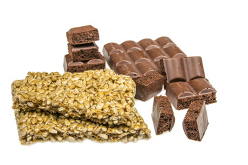 chocolate pieces and kozinaki 