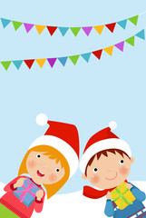 Obraz na płótnie Canvas Children with christmas presents - Vector illustration of Gifts for Christmas/ Gifts for Christmas