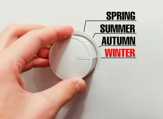 Male hand turns the switch. Switches years. Includes a new 2017