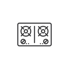Gas stove line icon, outline vector sign, linear pictogram isolated on white. logo illustration