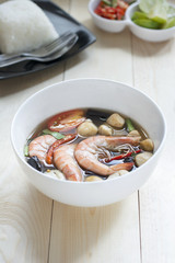Tom Yum Kung spicy soup traditional Thai food cuisine in Thailand