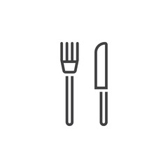 Restaurant symbol. fork and knife line icon, outline vector sign, linear pictogram isolated on white. logo illustration