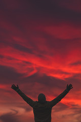 Fototapeta premium Man enjoying under the sky.