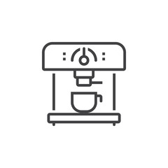 Coffee Machine line icon, outline vector sign, linear pictogram isolated on white. logo illustration