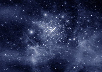 Stars, dust and gas nebula in a far galaxy