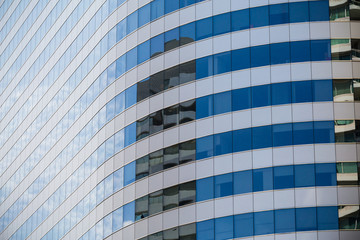 Glass wall in modern office building
