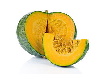 Green pumpkin isolated on the white background