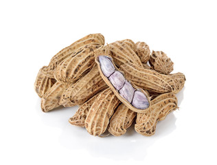 Boiled peanuts isolated on white background