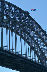 The National flag of Australia on Sydney Harbour Bridge