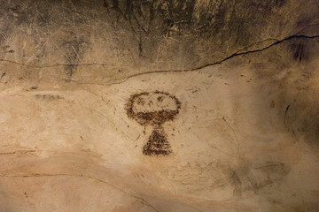 Old cave paintings dating from late Neolithic, neolithic and early Bronze age. The Magura cave in Bulgaria.