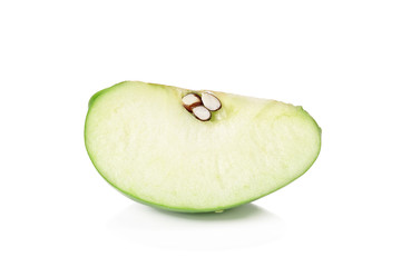 Green apple slice isolated on white background