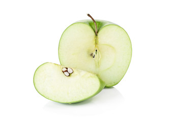Sliced Green apple isolated on the white background