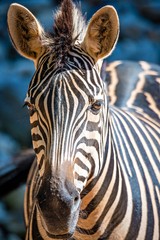 close-up portrait of a zebra animal at zoo © digidreamgrafix