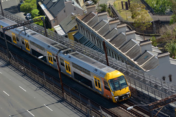 Aerial view of Sydney Trains in Sydney New South Wales Australia